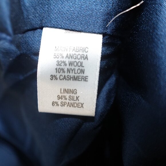 St. John Womens Dress 4 Blue Green Color Block Hand Sewn Angora Wool Cashmere - Picture 7 of 7